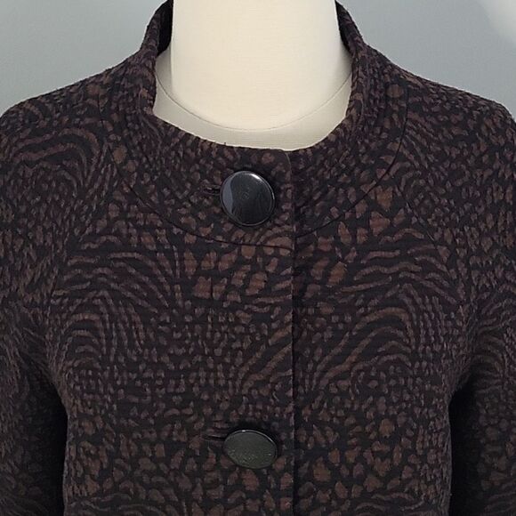 Vintage Chaus Brown Black Patterned‎ 3 button 3/4 sleeve blazer jacket - Picture 2 of 12